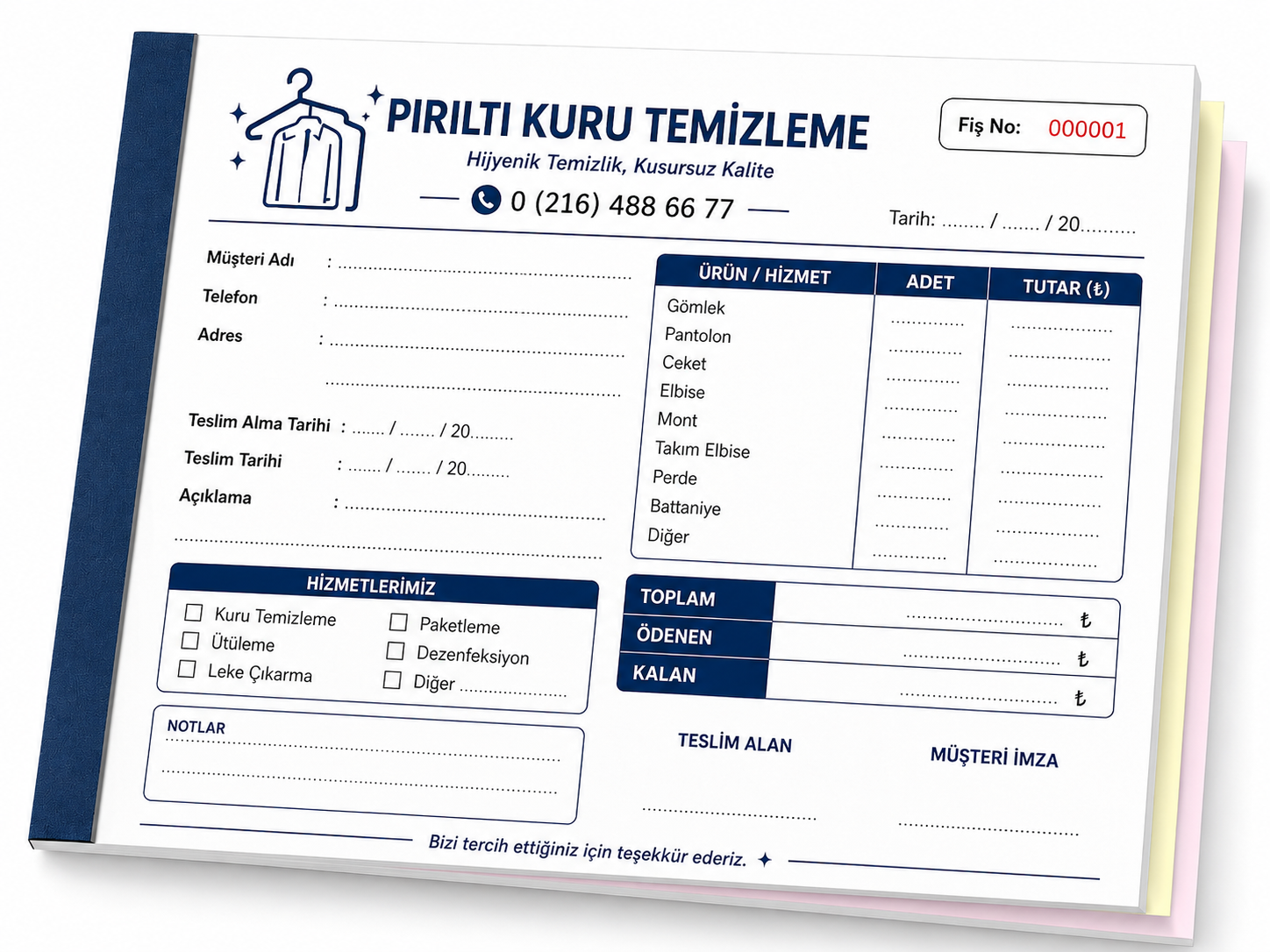 Kuru Temizleme Fişi Basımı